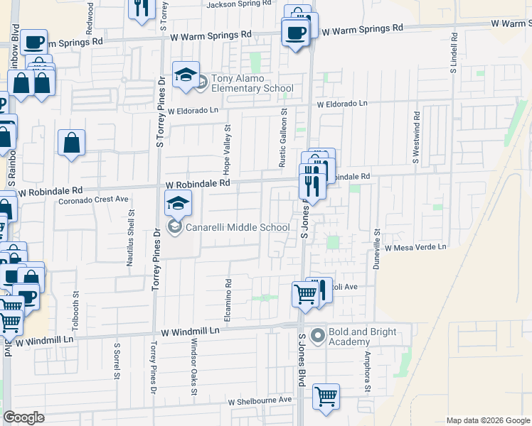 map of restaurants, bars, coffee shops, grocery stores, and more near 6236 Narrow Isthmus Avenue in Las Vegas