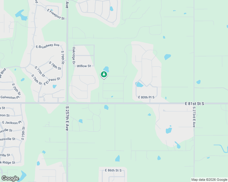 map of restaurants, bars, coffee shops, grocery stores, and more near 26331-26767 East 81st Street South in Broken Arrow