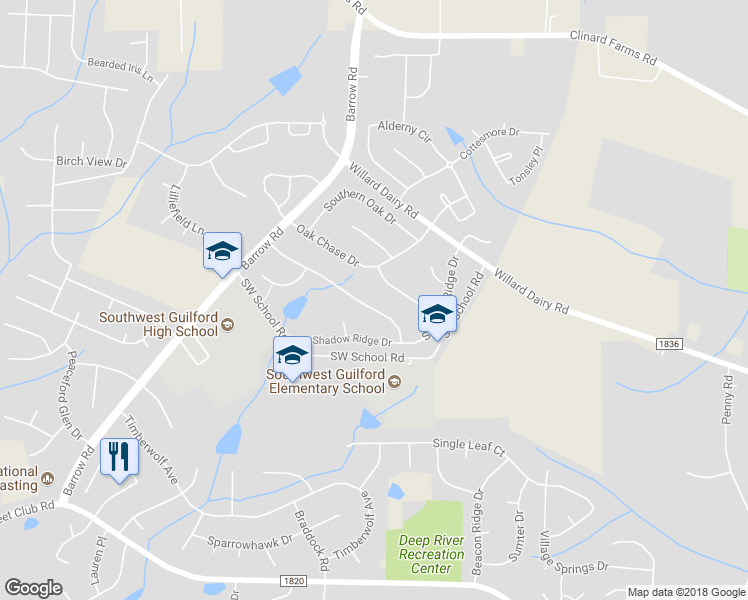 map of restaurants, bars, coffee shops, grocery stores, and more near 3569 Bent Trace Drive in High Point