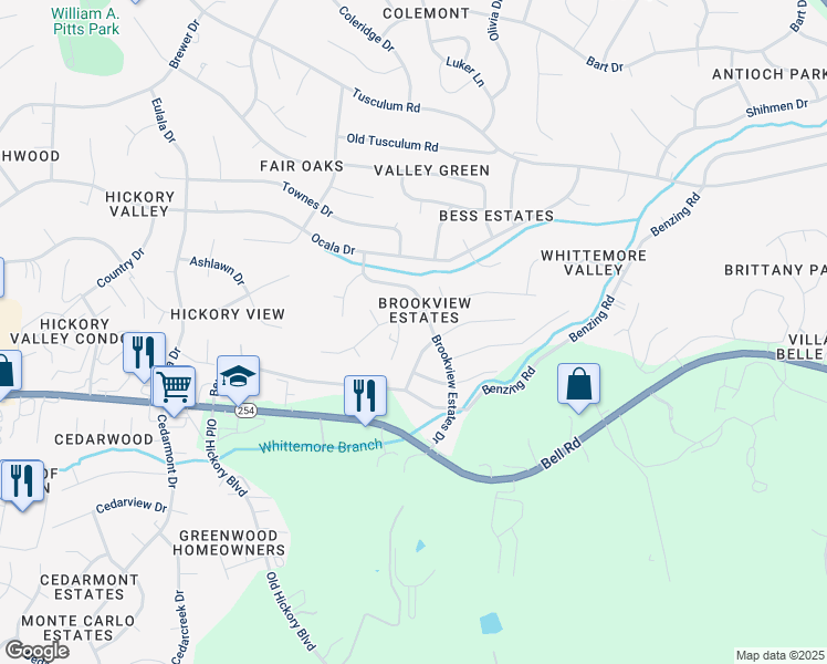 map of restaurants, bars, coffee shops, grocery stores, and more near 593 Roxanne Drive in Nashville