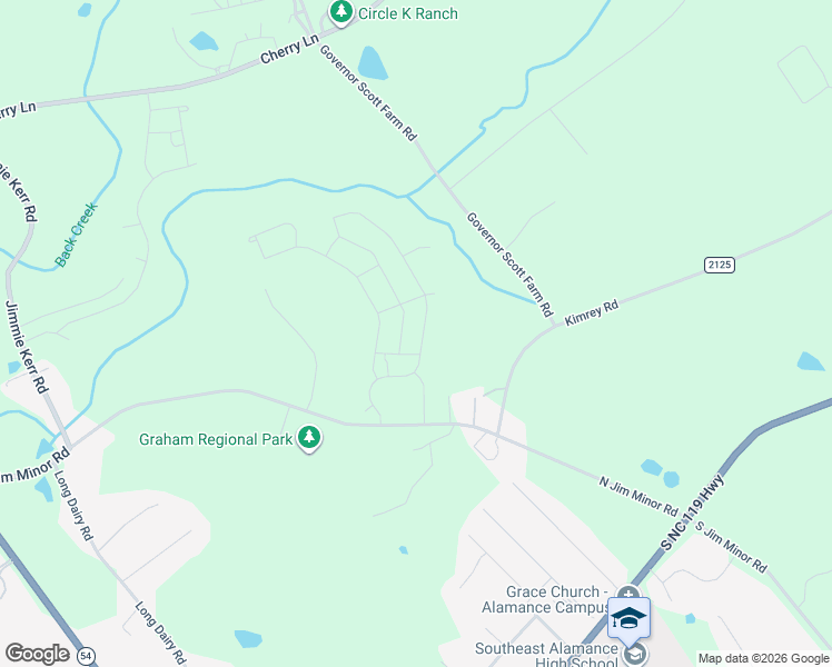 map of restaurants, bars, coffee shops, grocery stores, and more near 2827 Egert Drive in Graham