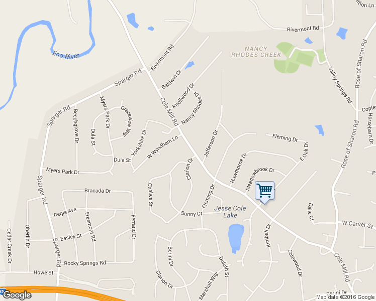 map of restaurants, bars, coffee shops, grocery stores, and more near 3503 Cole Mill Road in Durham