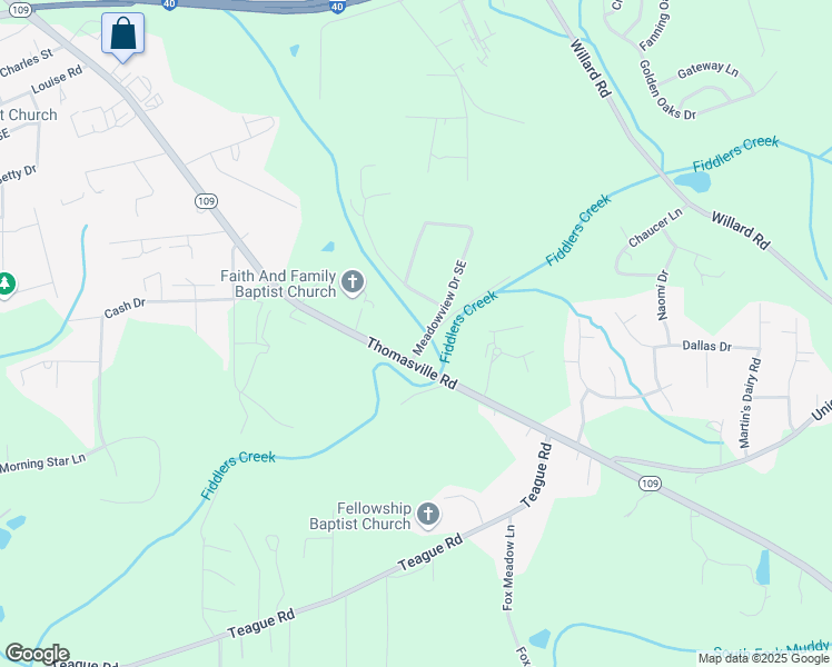 map of restaurants, bars, coffee shops, grocery stores, and more near 101 Meadowview Drive Southeast in Winston-Salem