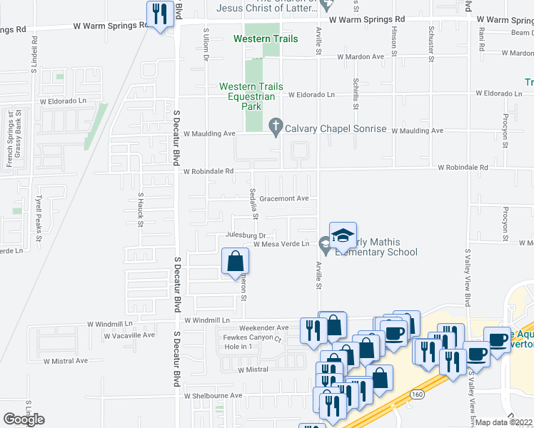 map of restaurants, bars, coffee shops, grocery stores, and more near 4546 Pacific Sun Avenue in Las Vegas