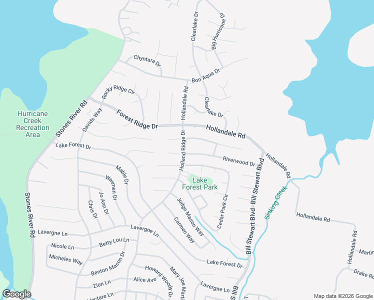 map of restaurants, bars, coffee shops, grocery stores, and more near 203 Holland Ridge Drive in La Vergne