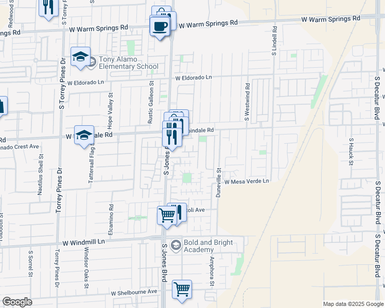 map of restaurants, bars, coffee shops, grocery stores, and more near 6008 Tunbridge Avenue in Las Vegas