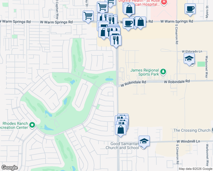 map of restaurants, bars, coffee shops, grocery stores, and more near 350 Glacier Meadow Road in Las Vegas