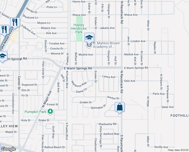 map of restaurants, bars, coffee shops, grocery stores, and more near 228 Red Cloud Terrace in Henderson