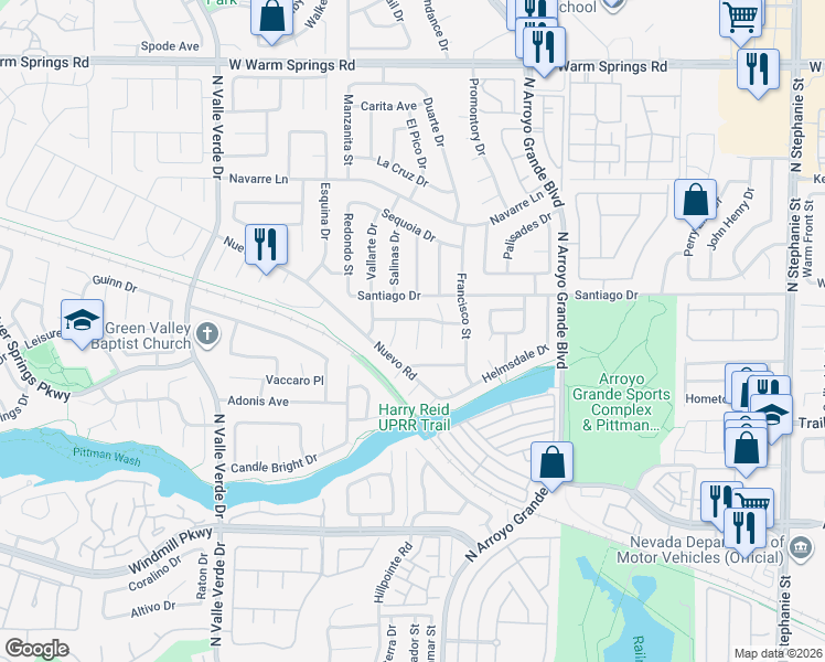 map of restaurants, bars, coffee shops, grocery stores, and more near 290 Pear Tree Circle in Henderson