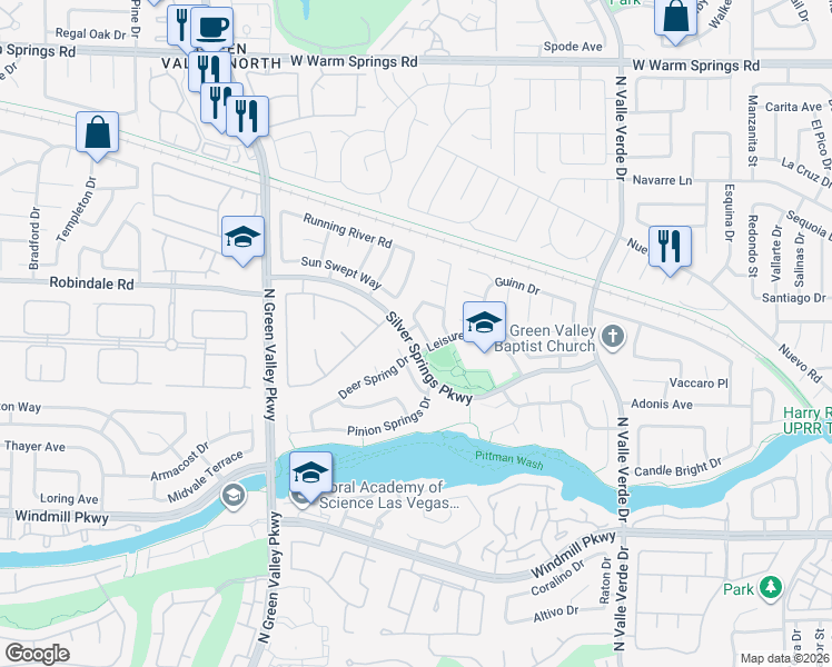 map of restaurants, bars, coffee shops, grocery stores, and more near 2021 Big Bend Way in Henderson