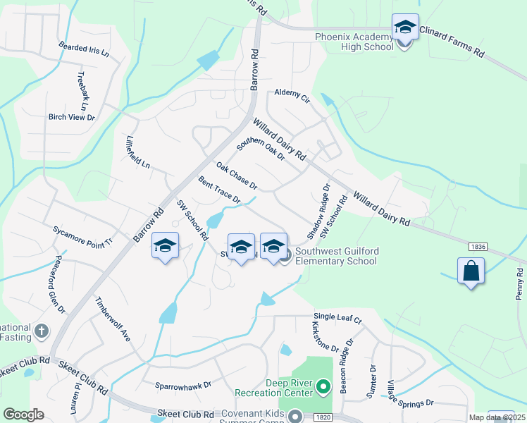 map of restaurants, bars, coffee shops, grocery stores, and more near 3561 Bent Trace Dr in High Point