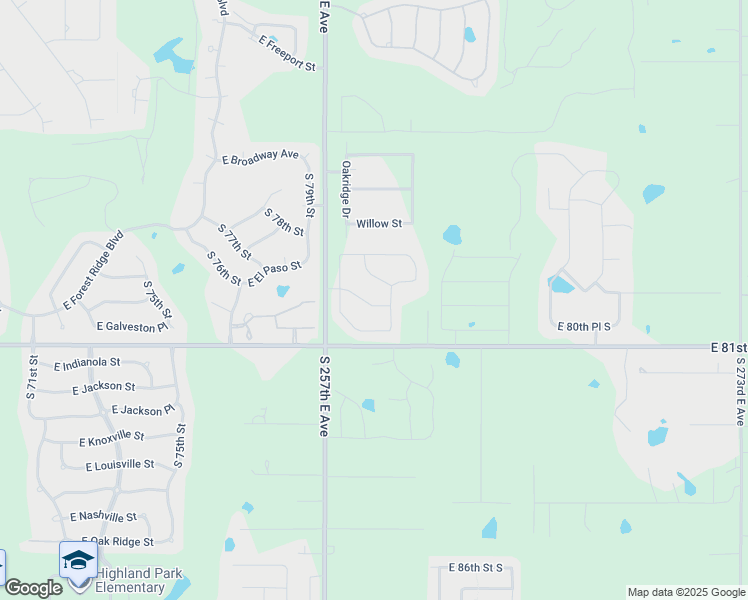 map of restaurants, bars, coffee shops, grocery stores, and more near 25901 Streator Drive in Broken Arrow