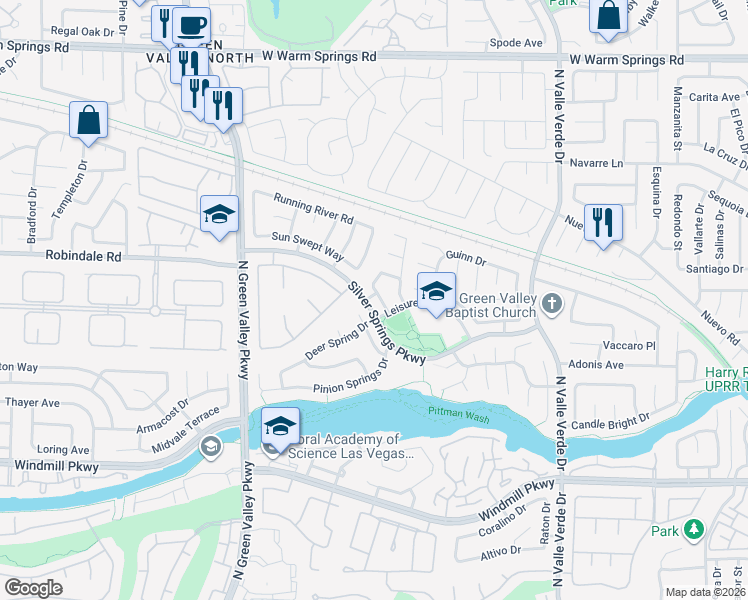 map of restaurants, bars, coffee shops, grocery stores, and more near 2021 Big Bend Way in Henderson