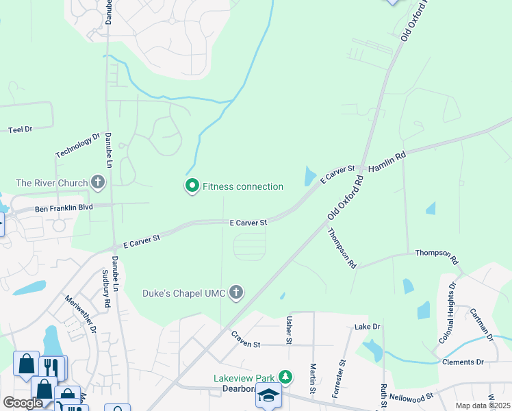 map of restaurants, bars, coffee shops, grocery stores, and more near 937 Old Oxford Road in Durham