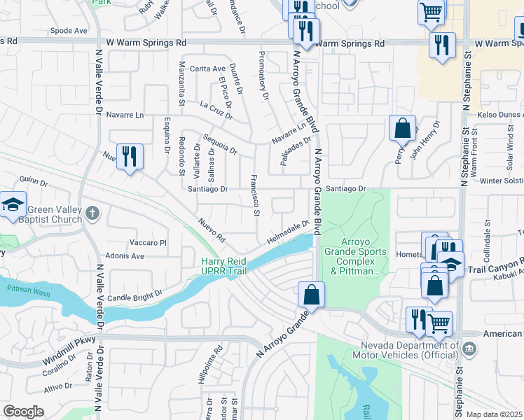 map of restaurants, bars, coffee shops, grocery stores, and more near 292 Francisco Street in Henderson