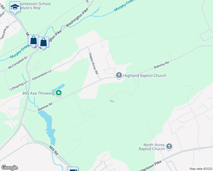 map of restaurants, bars, coffee shops, grocery stores, and more near 5964 Babelay Road in Knoxville