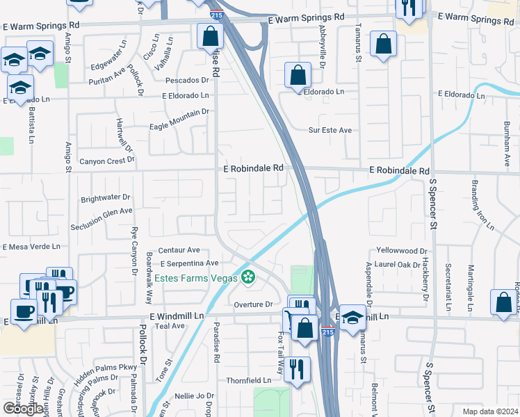 map of restaurants, bars, coffee shops, grocery stores, and more near 7827 Lobella Street in Las Vegas