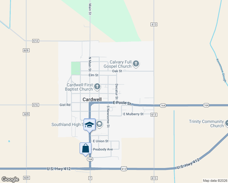 map of restaurants, bars, coffee shops, grocery stores, and more near 311 Long Street in Cardwell