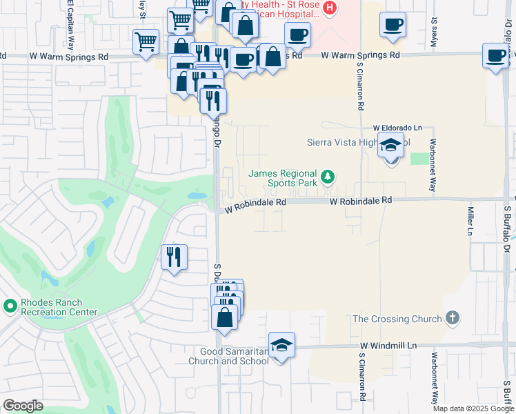 map of restaurants, bars, coffee shops, grocery stores, and more near 8482 Alderney Court in Las Vegas