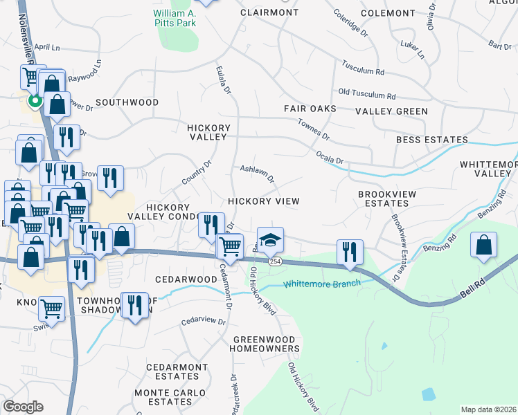 map of restaurants, bars, coffee shops, grocery stores, and more near 704 Ashworth Circle in Nashville