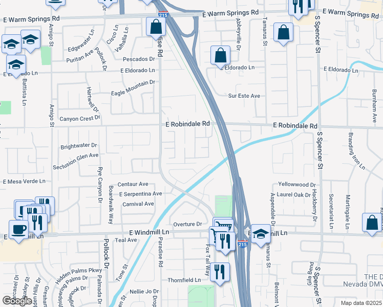 map of restaurants, bars, coffee shops, grocery stores, and more near 7827 Lobella Street in Las Vegas
