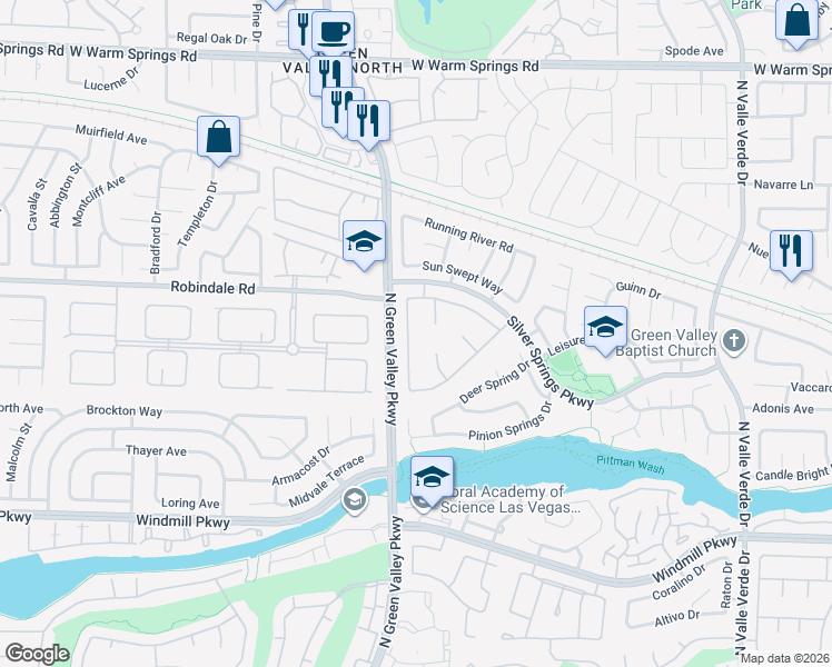 map of restaurants, bars, coffee shops, grocery stores, and more near 236 Windsong Dr in Henderson