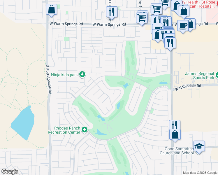 map of restaurants, bars, coffee shops, grocery stores, and more near 44 Sahalee Drive in Las Vegas