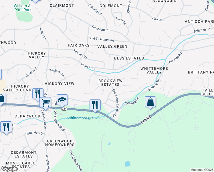 map of restaurants, bars, coffee shops, grocery stores, and more near 593 Roxanne Dr in Nashville