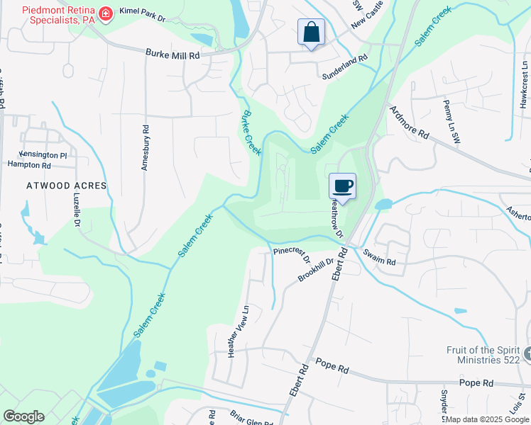 map of restaurants, bars, coffee shops, grocery stores, and more near 2636 Tantelon Place in Winston-Salem