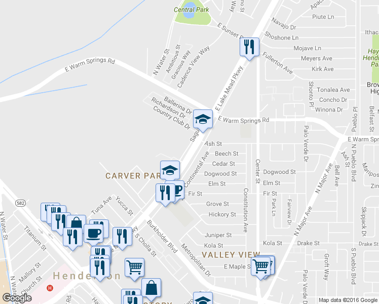 map of restaurants, bars, coffee shops, grocery stores, and more near 575 Lake Mead Pkwy in Henderson