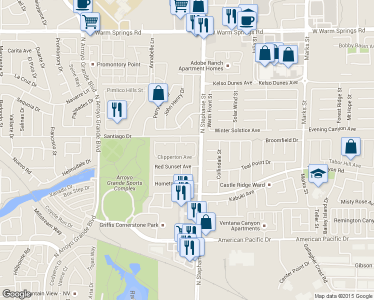 map of restaurants, bars, coffee shops, grocery stores, and more near 281 Jib Court in Henderson