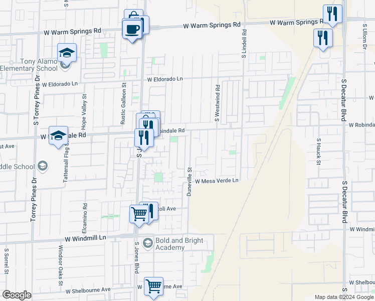 map of restaurants, bars, coffee shops, grocery stores, and more near 7778 Harp Tree Street in Las Vegas