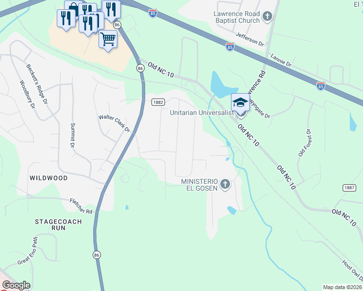 map of restaurants, bars, coffee shops, grocery stores, and more near 2344 Lonnie Circle South in Hillsborough