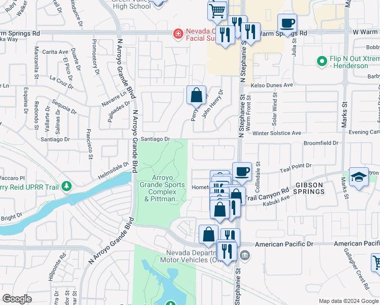 map of restaurants, bars, coffee shops, grocery stores, and more near 281 Maritime Street in Henderson