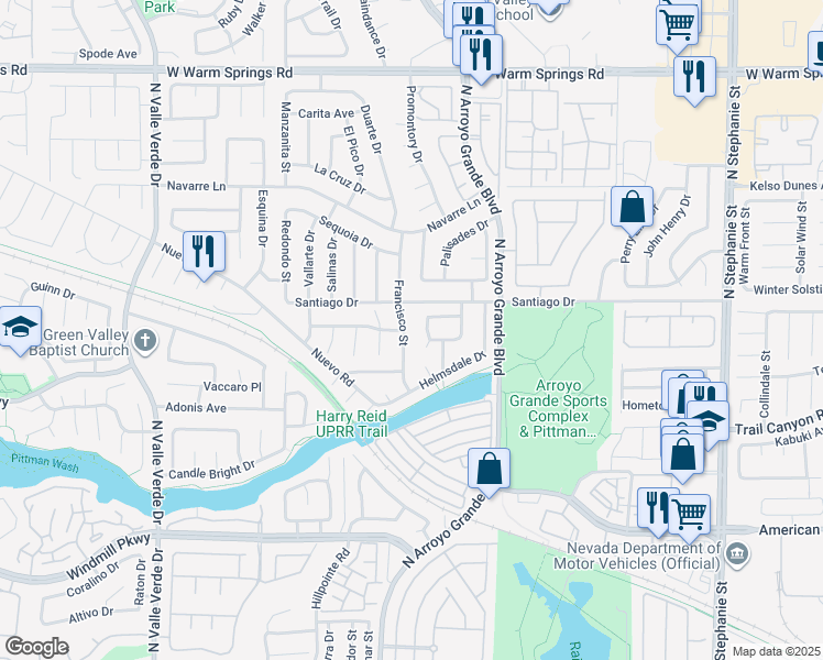 map of restaurants, bars, coffee shops, grocery stores, and more near 292 Francisco Street in Henderson