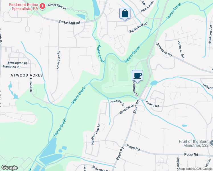 map of restaurants, bars, coffee shops, grocery stores, and more near 2636 Tantelon Place in Winston-Salem