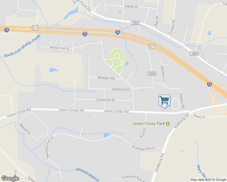 map of restaurants, bars, coffee shops, grocery stores, and more near 4320 Glenford Drive in Winston-Salem