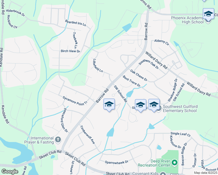 map of restaurants, bars, coffee shops, grocery stores, and more near 4440 Barrow Road in High Point