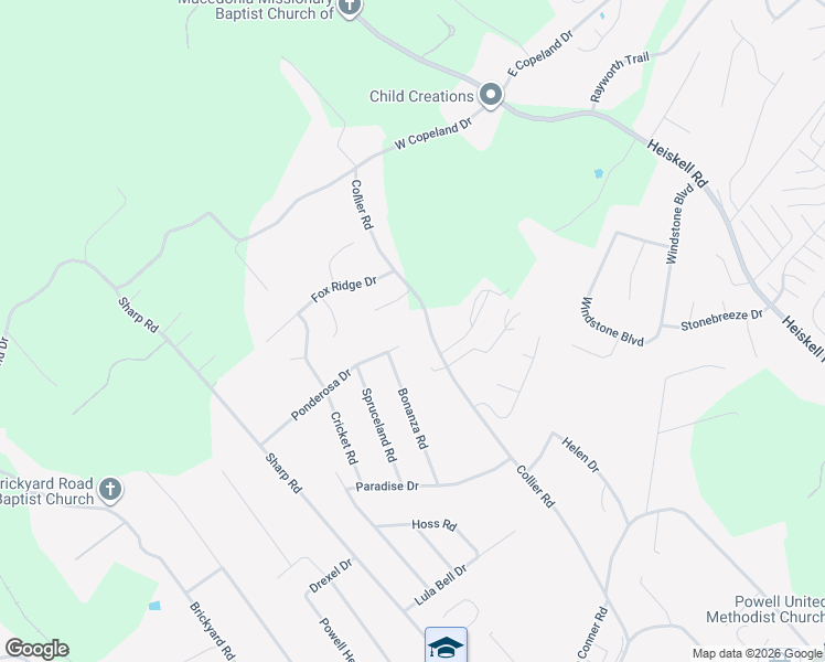 map of restaurants, bars, coffee shops, grocery stores, and more near 8237 Collier Road in Powell