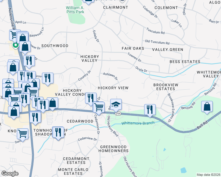 map of restaurants, bars, coffee shops, grocery stores, and more near 704 Ashworth Circle in Nashville