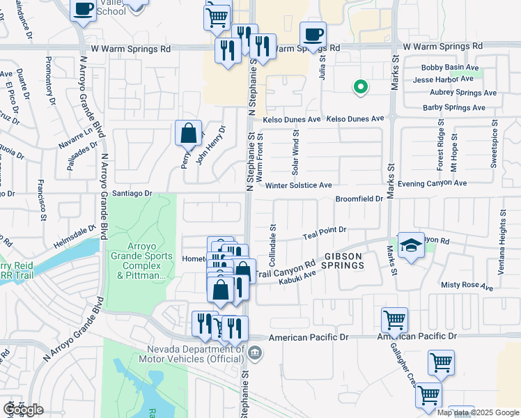 map of restaurants, bars, coffee shops, grocery stores, and more near 1158 Founders Court in Henderson