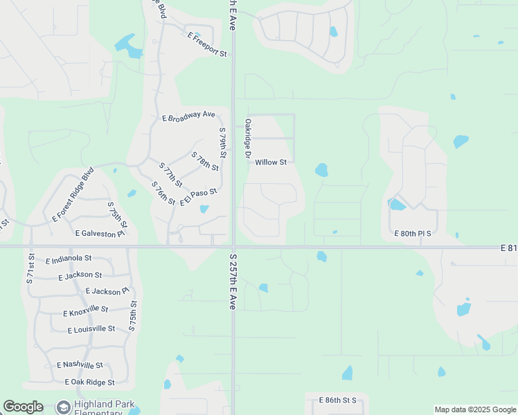 map of restaurants, bars, coffee shops, grocery stores, and more near 25901 Streator Drive in Broken Arrow