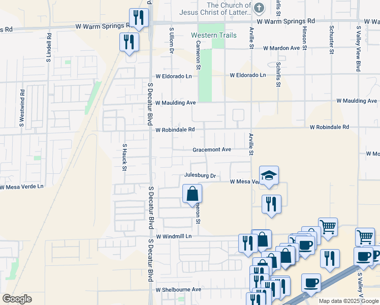 map of restaurants, bars, coffee shops, grocery stores, and more near 4667 Gracemont Avenue in Las Vegas