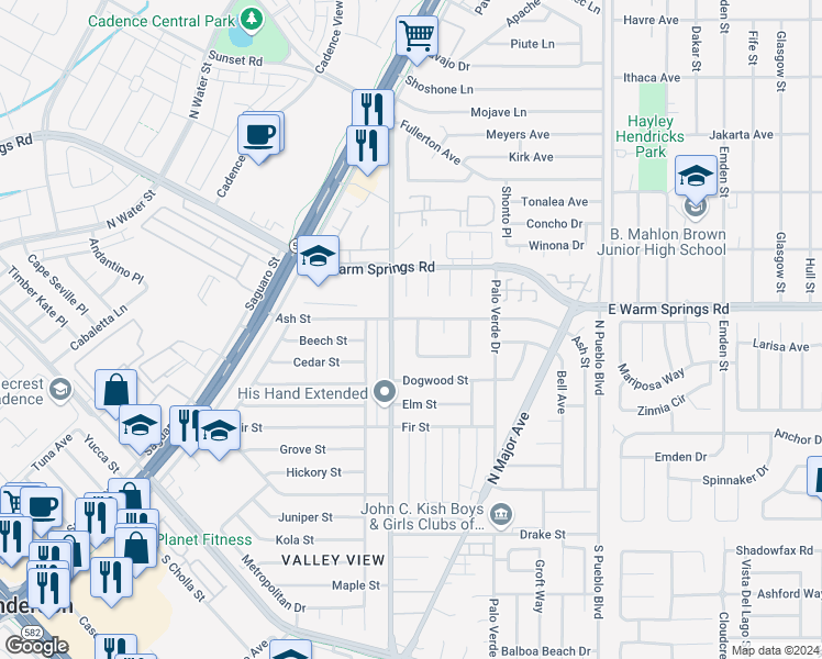 map of restaurants, bars, coffee shops, grocery stores, and more near 937 Palmetto Street in Henderson