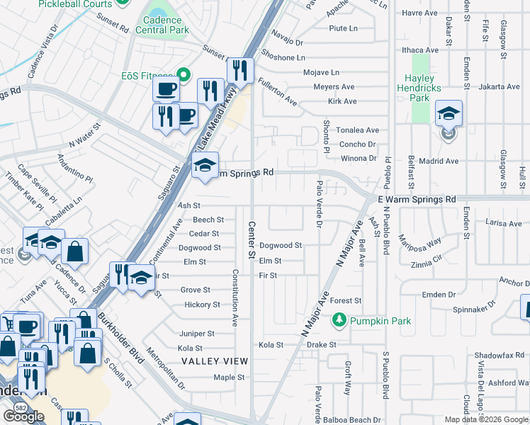 map of restaurants, bars, coffee shops, grocery stores, and more near 937 Palmetto Street in Henderson