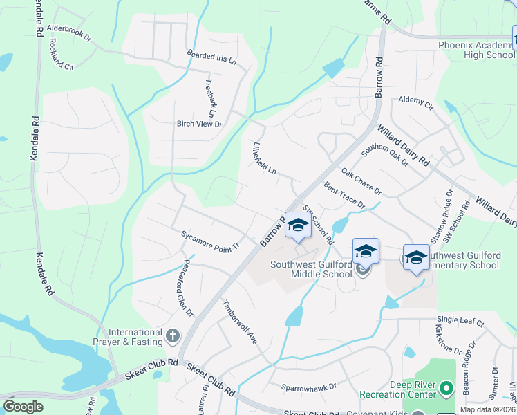 map of restaurants, bars, coffee shops, grocery stores, and more near 4367 Barrow Road in High Point