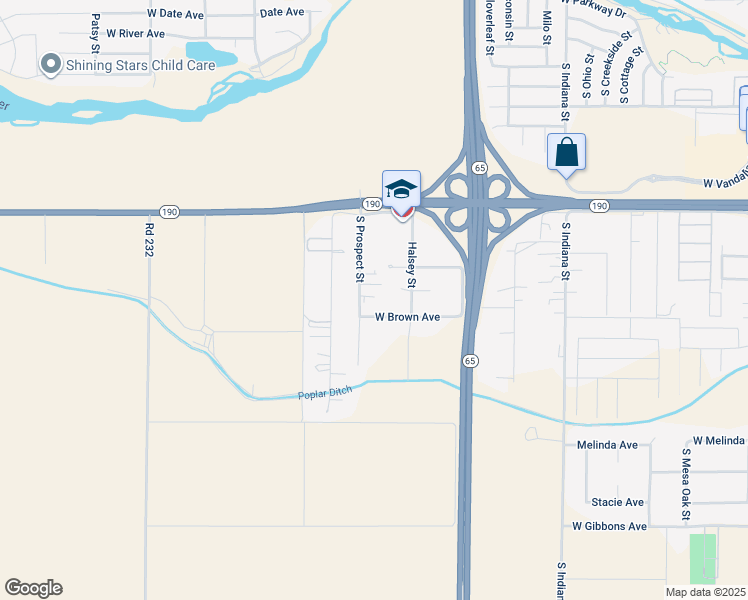 map of restaurants, bars, coffee shops, grocery stores, and more near 958 South Prospect Street in Porterville