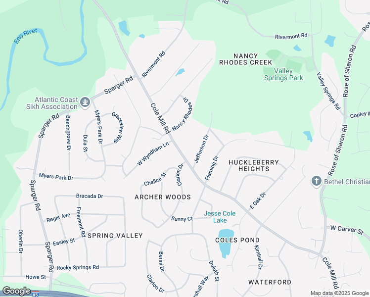 map of restaurants, bars, coffee shops, grocery stores, and more near 3408 Cole Mill Road in Durham