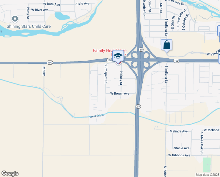 map of restaurants, bars, coffee shops, grocery stores, and more near 958 South Prospect Street in Porterville
