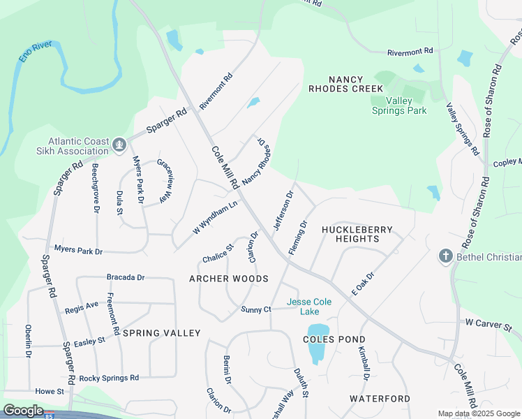 map of restaurants, bars, coffee shops, grocery stores, and more near 3408 Cole Mill Road in Durham